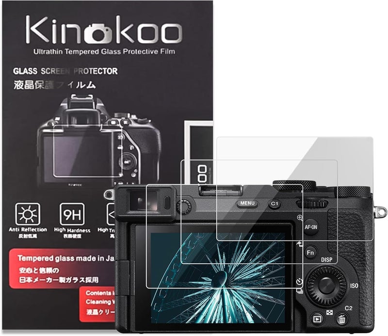 kinokoo حماية شاشة لكاميرا سوني A7C II A6700 A7CR - زجاج مقسى بسمك 0.25 مم وصلابة 9H - مضاد للبصمات، مضاد للخدوش وخالي من الفقاعات (3 عبوات) - Image 1